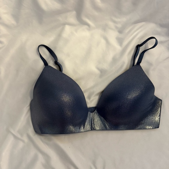 Victoria's Secret Other - Like New Victoria’s Secret No-wire Blue Metallic Shimmer T-shirt Bra